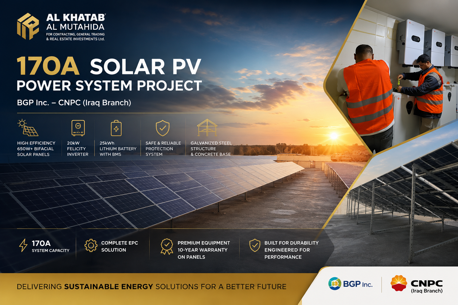 170A Solar PV Power System Installation for BGP Inc. – CNPC Iraq Branch | Renewable Energy & Solar EPC Project
